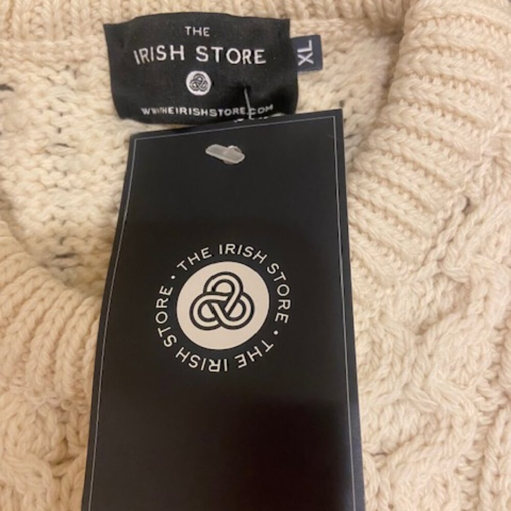 The Irish Store Wool Sweater, Men XL, Fishman Pullover, cream, New with tags.
